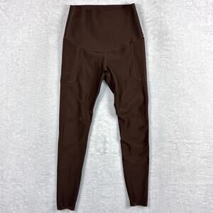 Fanka Body Sculpt 3 Pocketful Leggings Womens S Brown Preppy Gym Stretch Yoga